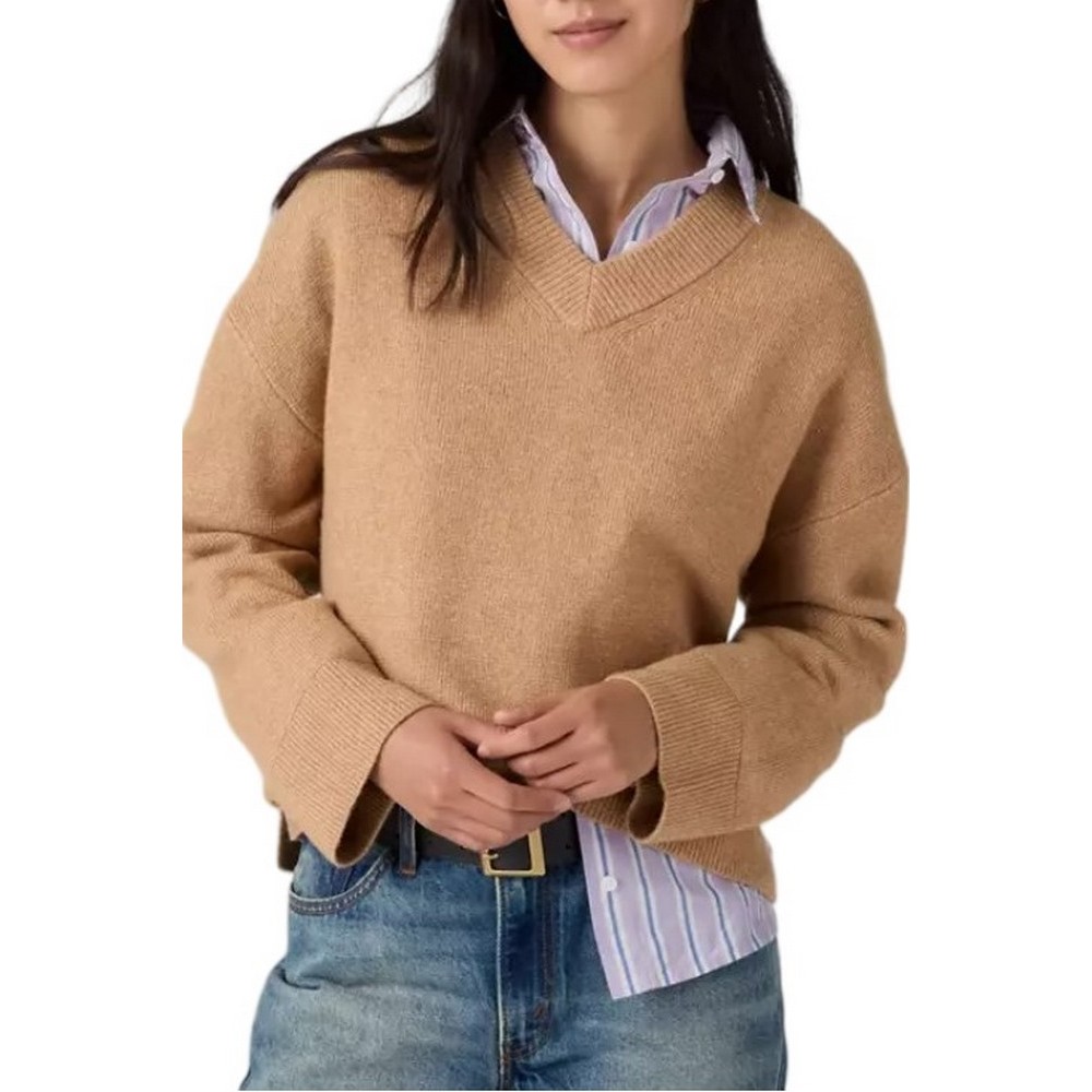 LEVIS SUPER SOFT VNECK SWEATER MILANO STITCH ΜΠΛΟΥΖΑ ΠΛΕΚΤΗ ΓΥΝΑΙΚΕΙΑ TAN