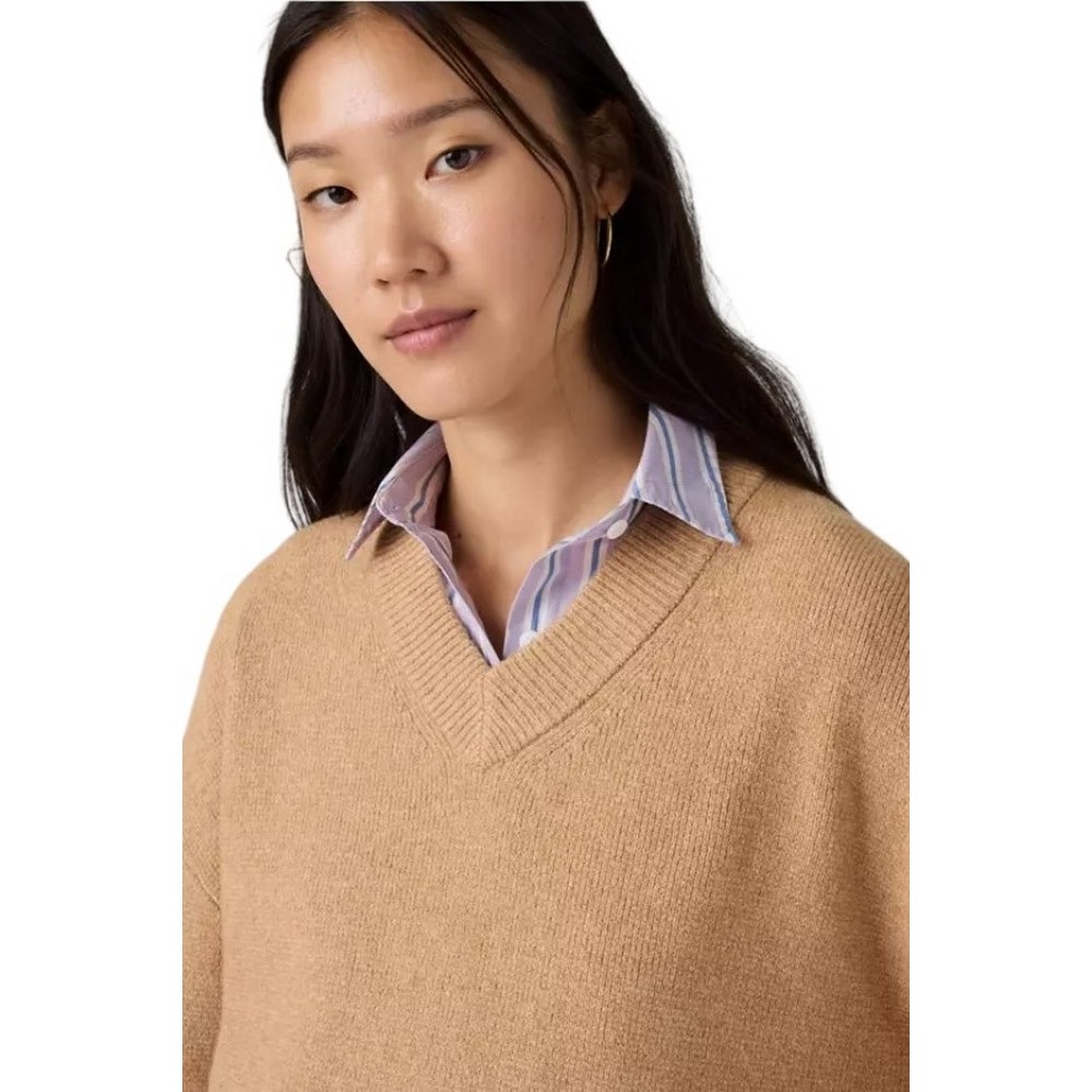 LEVIS SUPER SOFT VNECK SWEATER MILANO STITCH ΜΠΛΟΥΖΑ ΠΛΕΚΤΗ ΓΥΝΑΙΚΕΙΑ TAN