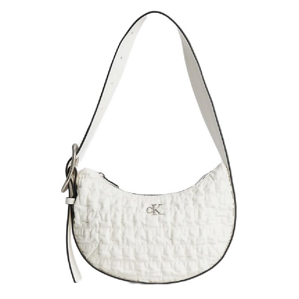 CALVIN KLEIN JEANS CRESCENT BUCKLE SHOULDER BAG ΤΣΑΝΤΑ ΓΥΝΑΙΚΕΙΑ WHITE