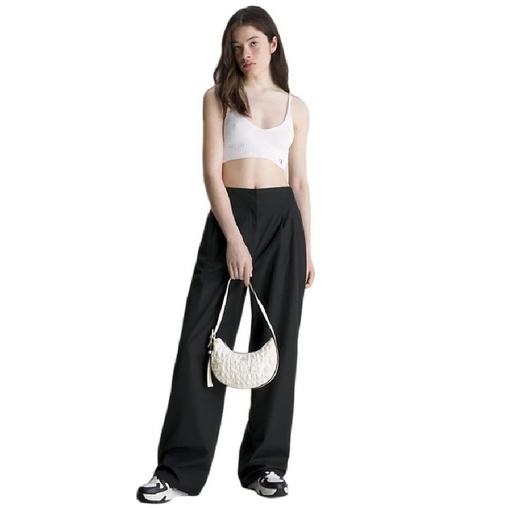 CALVIN KLEIN JEANS CRESCENT BUCKLE SHOULDER BAG ΤΣΑΝΤΑ ΓΥΝΑΙΚΕΙΑ WHITE