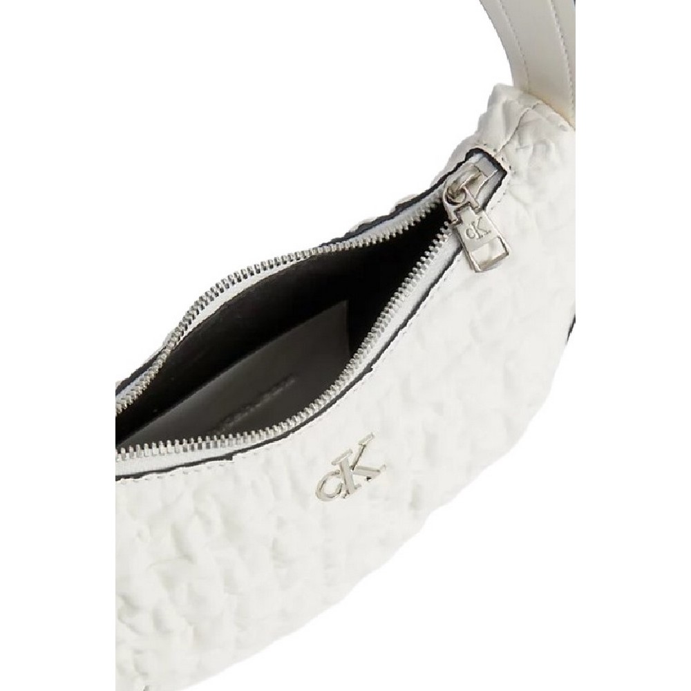 CALVIN KLEIN JEANS CRESCENT BUCKLE SHOULDER BAG ΤΣΑΝΤΑ ΓΥΝΑΙΚΕΙΑ WHITE