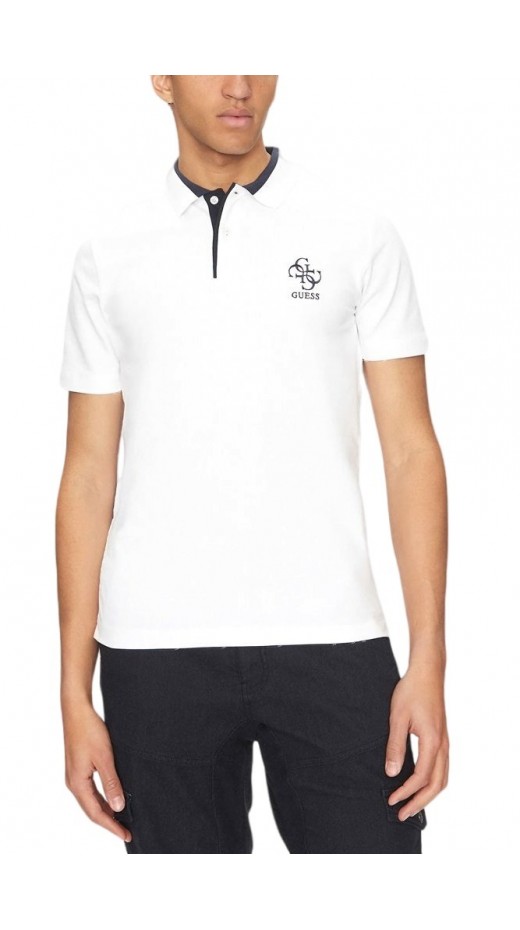 GUESS LYLE SS POLO T-SHIRT ΜΠΛΟΥΖΑ ΑΝΔΡΙΚΗ WHITE