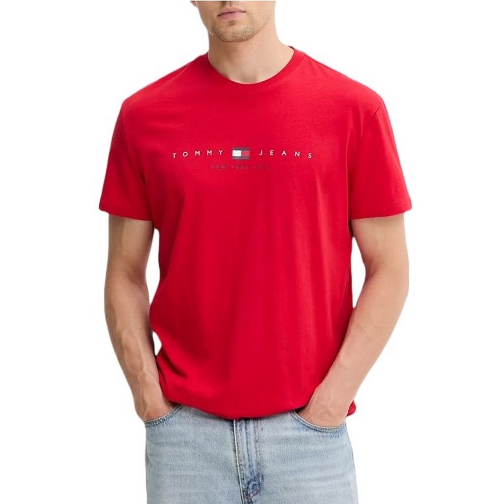 TOMMY JEANS REG FLAG LINEAR TEE T-SHIRT ΜΠΛΟΥΖΑ ΑΝΔΡΙΚΗ RED