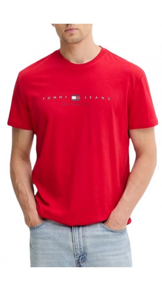 TOMMY JEANS REG FLAG LINEAR TEE T-SHIRT ΜΠΛΟΥΖΑ ΑΝΔΡΙΚΗ RED