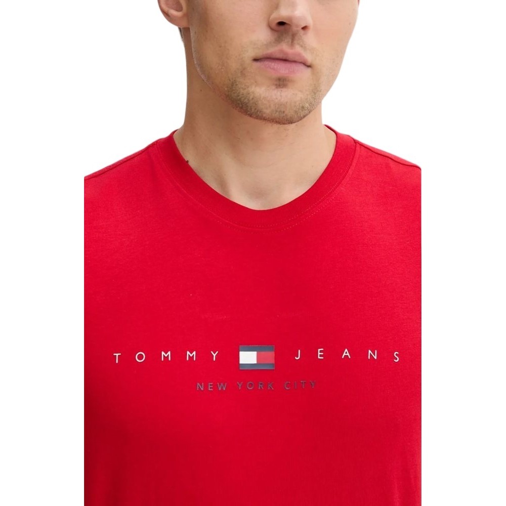 TOMMY JEANS REG FLAG LINEAR TEE T-SHIRT ΜΠΛΟΥΖΑ ΑΝΔΡΙΚΗ RED