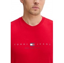 TOMMY JEANS REG FLAG LINEAR TEE T-SHIRT ΜΠΛΟΥΖΑ ΑΝΔΡΙΚΗ RED