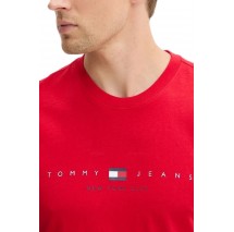 TOMMY JEANS REG FLAG LINEAR TEE T-SHIRT ΜΠΛΟΥΖΑ ΑΝΔΡΙΚΗ RED