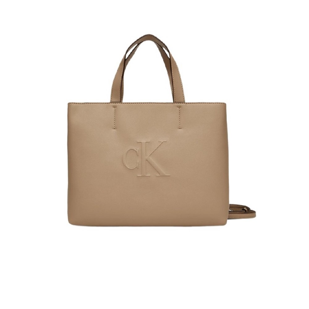CALVIN KLEIN JEANS SCULPTED MINI EW TOTE ΤΣΑΝΤΑ ΓΥΝΑΙΚΕΙΑ BEIGE