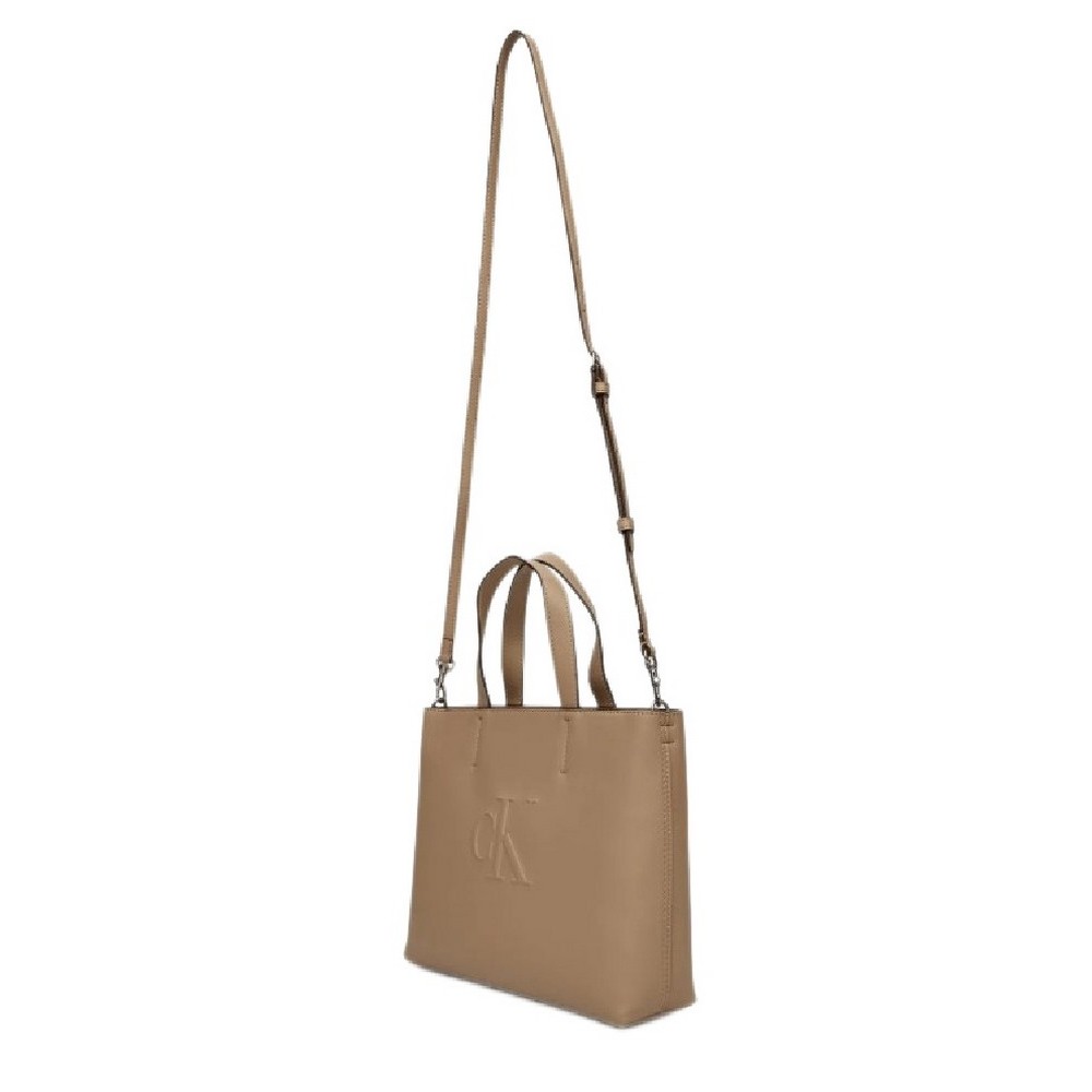 CALVIN KLEIN JEANS SCULPTED MINI EW TOTE ΤΣΑΝΤΑ ΓΥΝΑΙΚΕΙΑ BEIGE