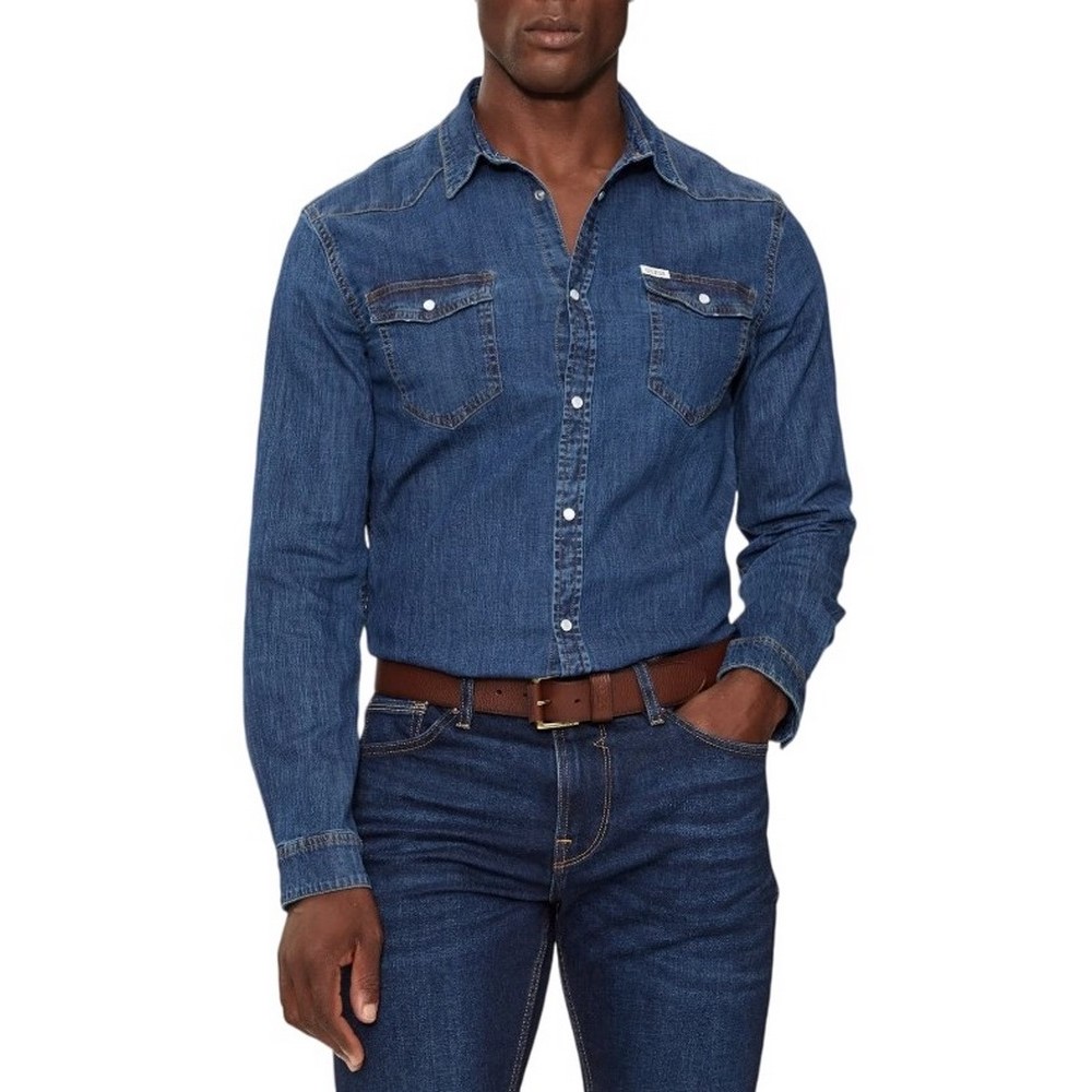 GUESS TRUCKEE L/S SHIRT ΠΟΥΚΑΜΙΣΟ ΑΝΔΡΙΚΟ BLUΕ DENIM