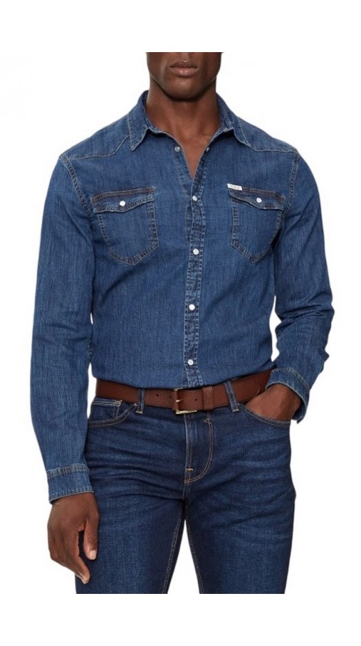 GUESS TRUCKEE L/S SHIRT ΠΟΥΚΑΜΙΣΟ ΑΝΔΡΙΚΟ BLUΕ DENIM