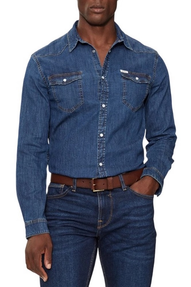 GUESS TRUCKEE L/S SHIRT ΠΟΥΚΑΜΙΣΟ ΑΝΔΡΙΚΟ BLUΕ DENIM