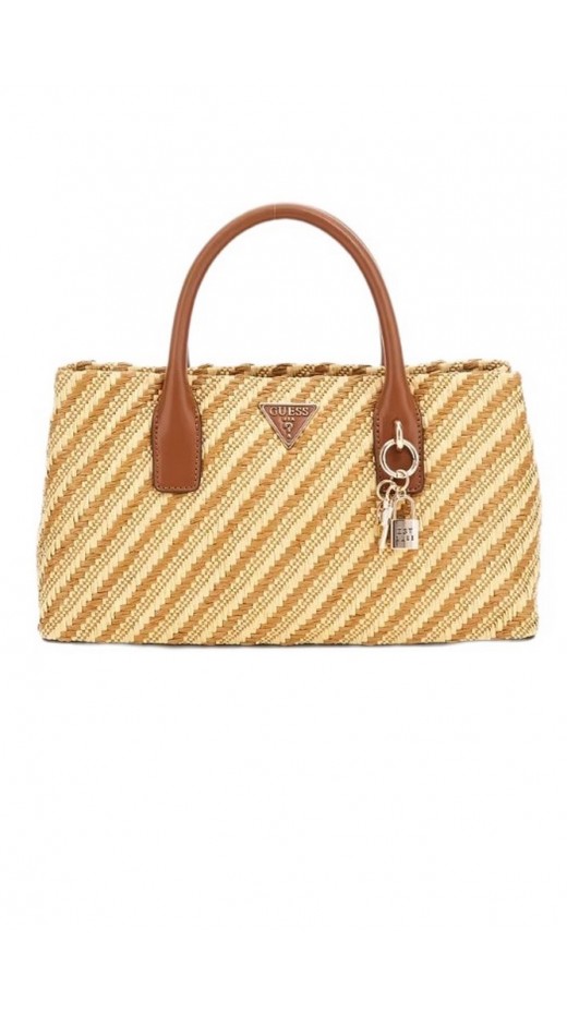 GUESS SIMONA SMALL SATCHEL ΤΣΑΝΤΑ ΓΥΝΑΙΚΕΙΑ COGNAC
