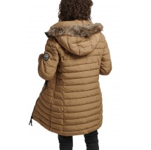 SUPERDRY D5 OVIN FUJI HOODED MID LENGTH PUFFER ΜΠΟΥΦΑΝ ΓΥΝΑΙΚΕΙΟ BROWN