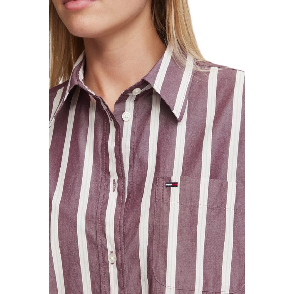 TOMMY JEANS OVS ESSENTIAL SHIRT EXT ΠΟΥΚΑΜΙΣΟ ΓΥΝΑΙΚΕΙΟ BERRY