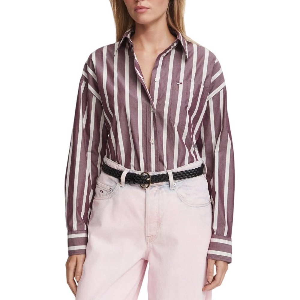 TOMMY JEANS OVS ESSENTIAL SHIRT EXT ΠΟΥΚΑΜΙΣΟ ΓΥΝΑΙΚΕΙΟ BERRY