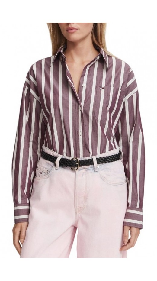 TOMMY JEANS OVS ESSENTIAL SHIRT EXT ΠΟΥΚΑΜΙΣΟ ΓΥΝΑΙΚΕΙΟ BERRY