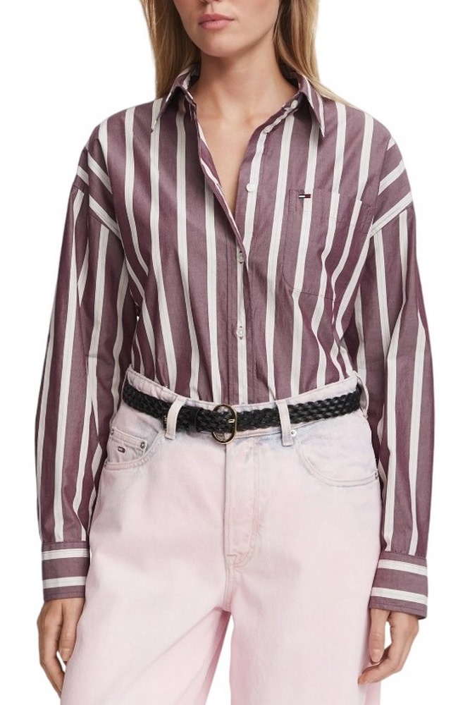 TOMMY JEANS OVS ESSENTIAL SHIRT EXT ΠΟΥΚΑΜΙΣΟ ΓΥΝΑΙΚΕΙΟ BERRY