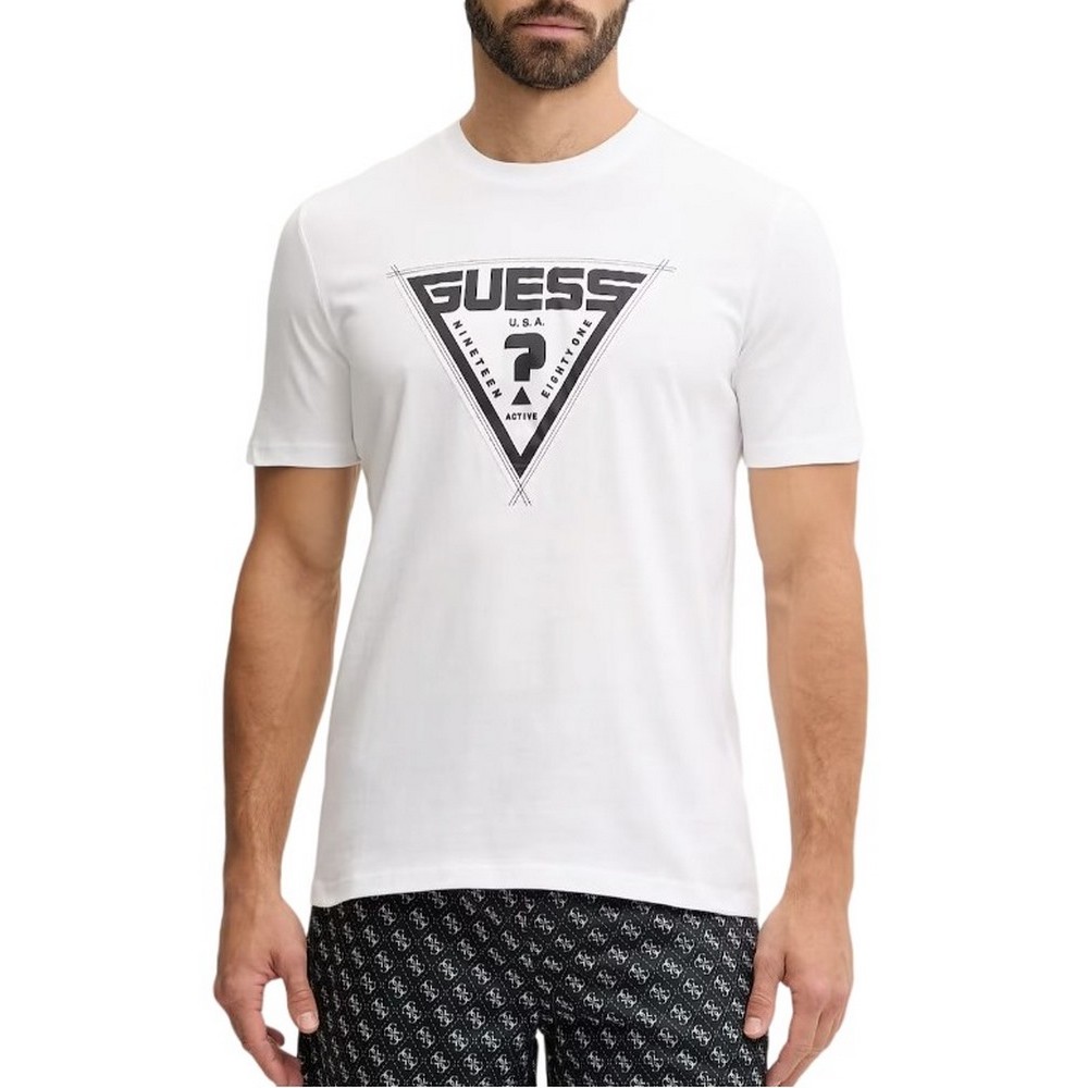 GUESS LUTA CN T-SHIRT  ΜΠΛΟΥΖΑ ΑΝΔΡΙΚΗ WHITE