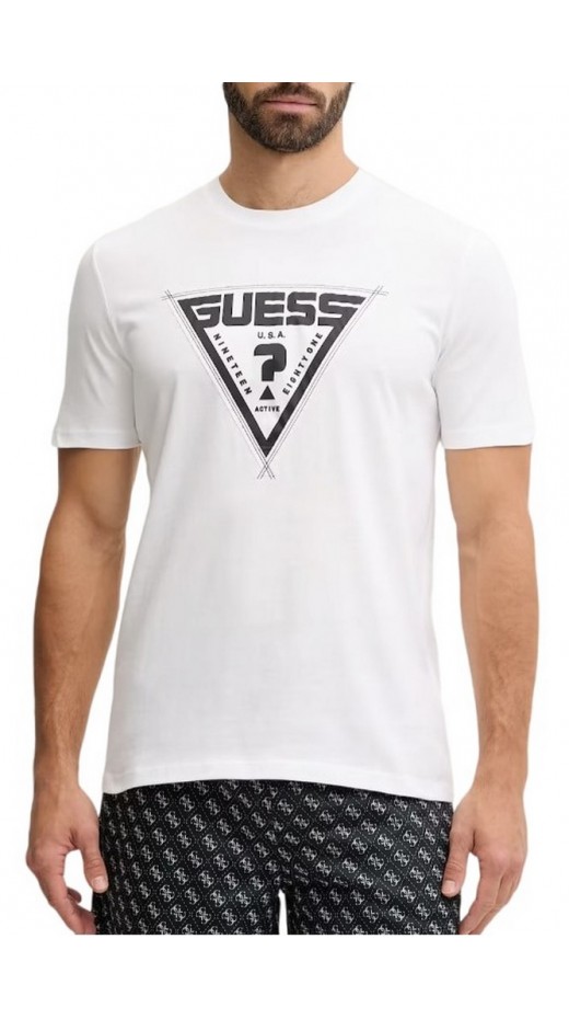 GUESS LUTA CN T-SHIRT  ΜΠΛΟΥΖΑ ΑΝΔΡΙΚΗ WHITE