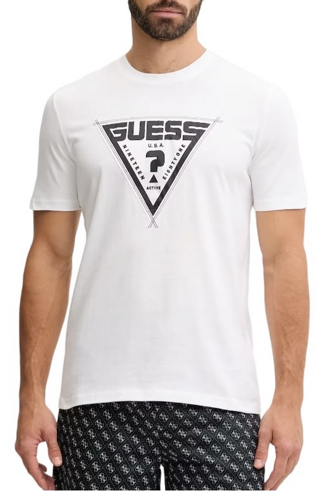 GUESS LUTA CN T-SHIRT  ΜΠΛΟΥΖΑ ΑΝΔΡΙΚΗ WHITE