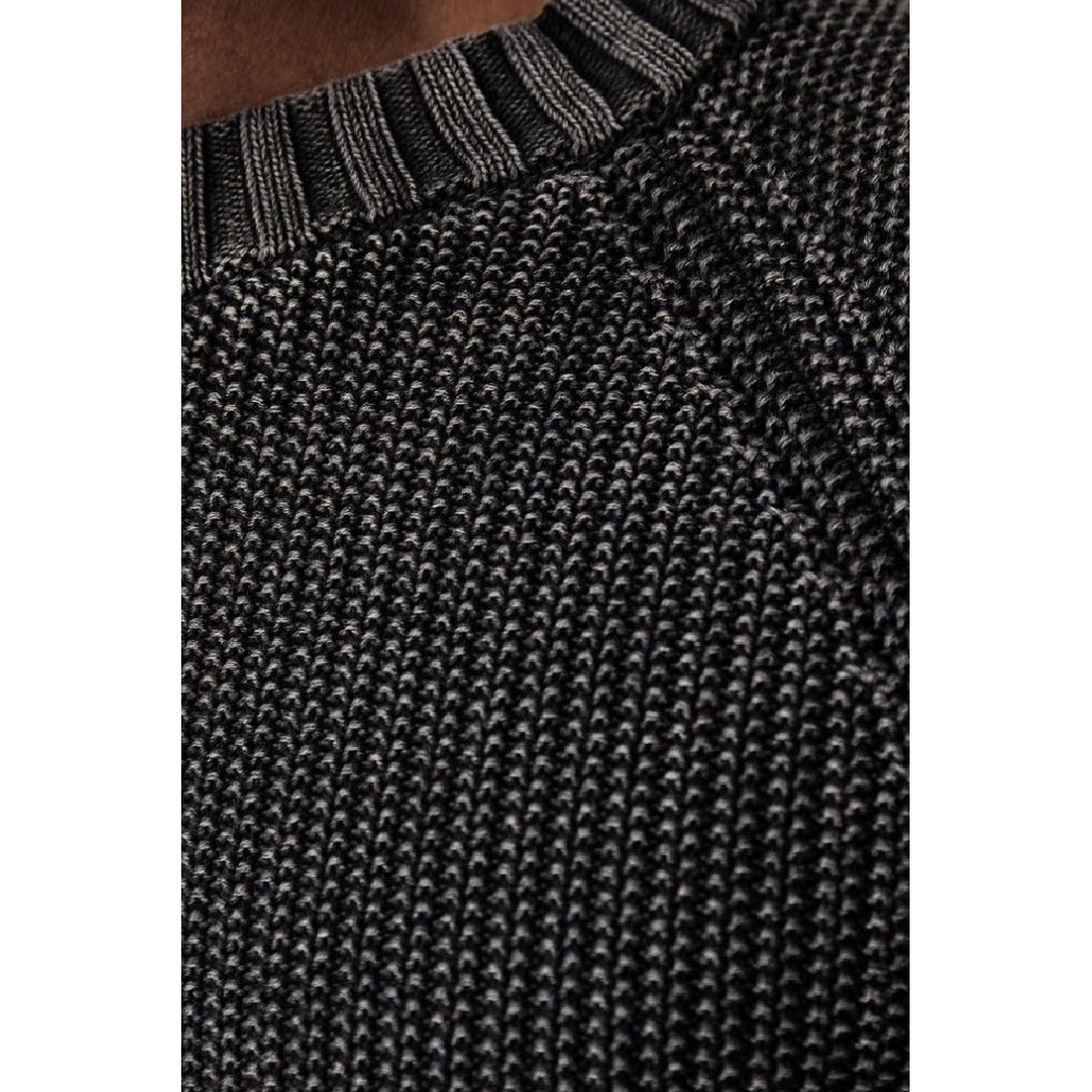 HUGO BOSS SONDYE SWEATER ΜΠΛΟΥΖΑ ΠΛΕΚΤΗ ΑΝΔΡΙΚΗ WASHED BLACK