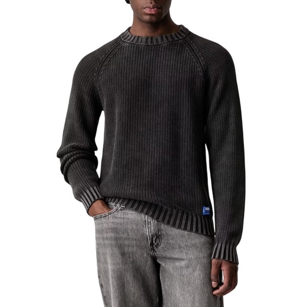 HUGO BOSS SONDYE SWEATER ΜΠΛΟΥΖΑ ΠΛΕΚΤΗ ΑΝΔΡΙΚΗ WASHED BLACK