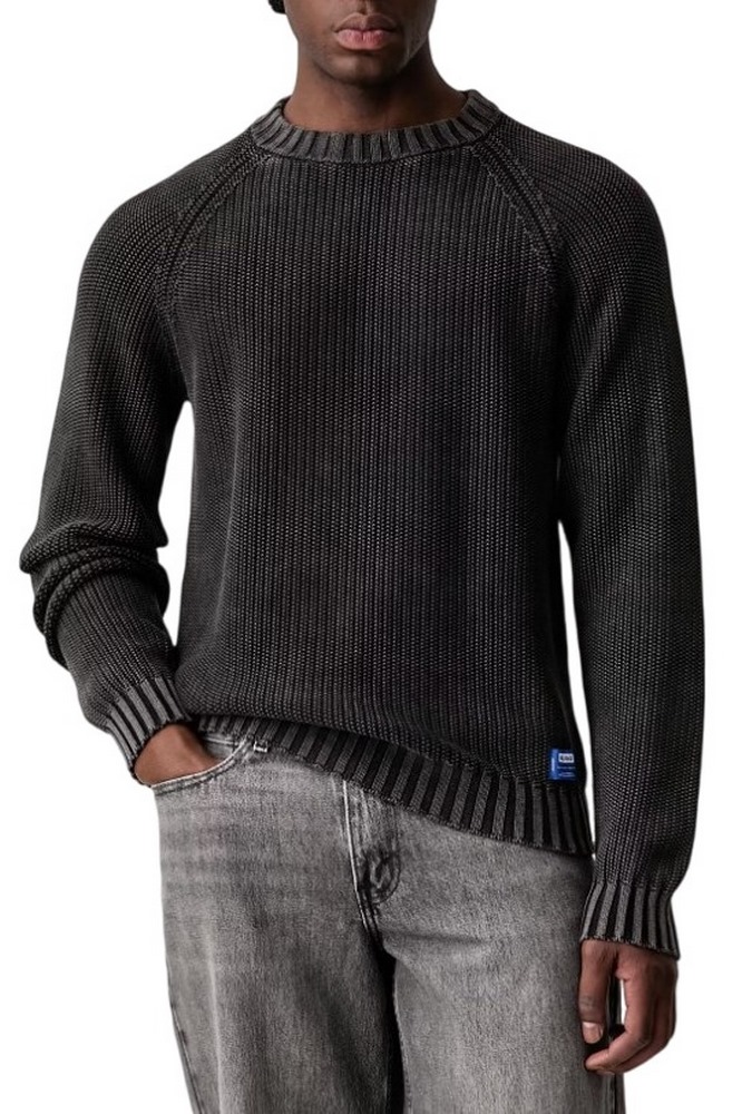 HUGO BOSS SONDYE SWEATER ΜΠΛΟΥΖΑ ΠΛΕΚΤΗ ΑΝΔΡΙΚΗ WASHED BLACK