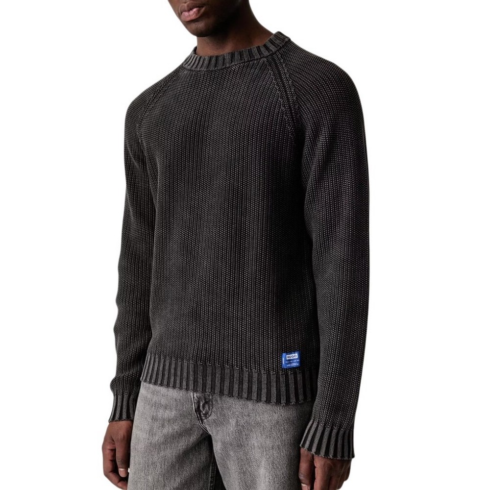 HUGO BOSS SONDYE SWEATER ΜΠΛΟΥΖΑ ΠΛΕΚΤΗ ΑΝΔΡΙΚΗ WASHED BLACK