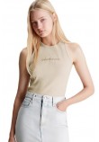 CALVIN KLEIN JEANS HERO MONOLOGO RIB TANK ΤΟΠ ΓΥΝΑΙΚΕΙΟ IVORY