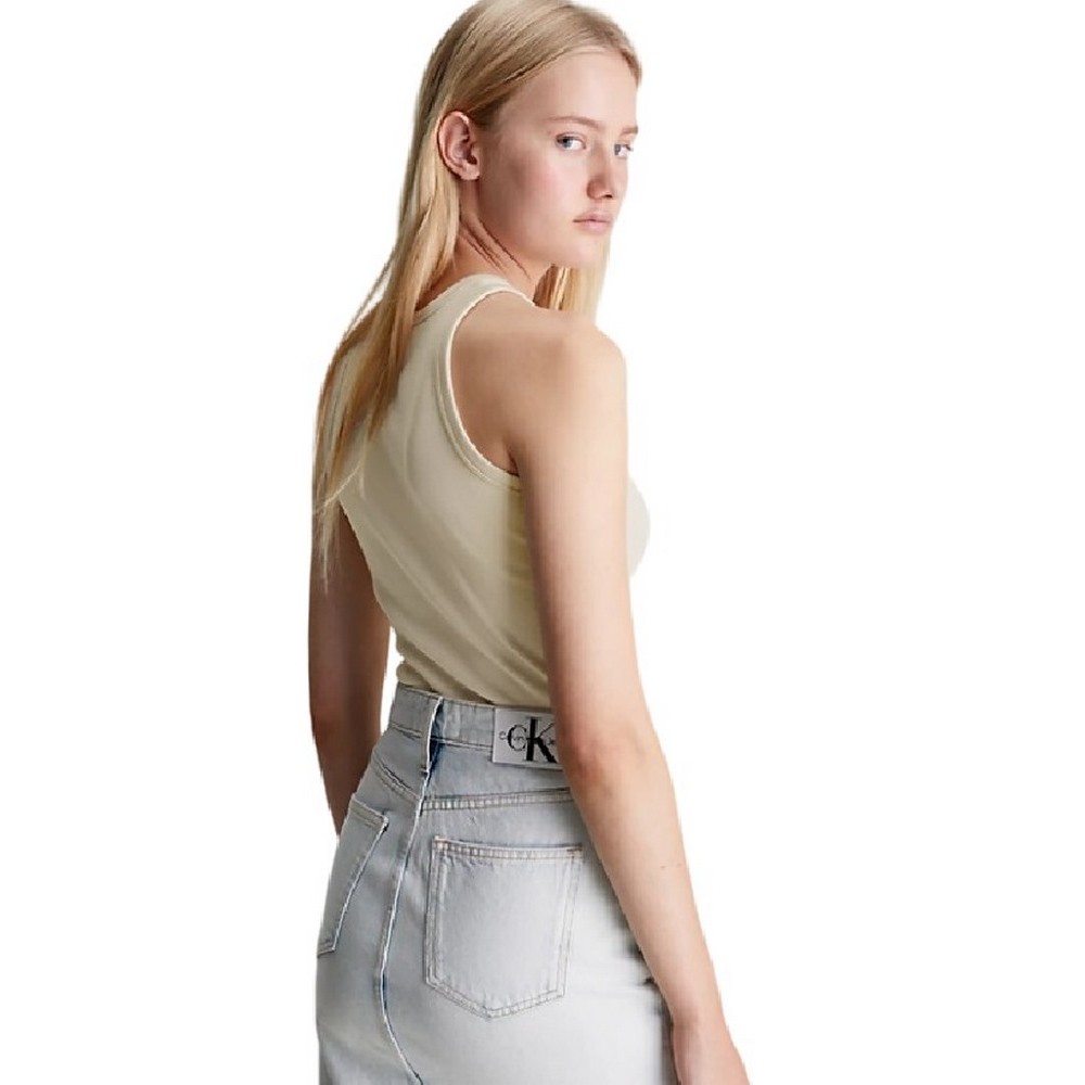 CALVIN KLEIN JEANS HERO MONOLOGO RIB TANK ΤΟΠ ΓΥΝΑΙΚΕΙΟ IVORY