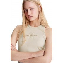 CALVIN KLEIN JEANS HERO MONOLOGO RIB TANK ΤΟΠ ΓΥΝΑΙΚΕΙΟ IVORY