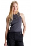 CALVIN KLEIN JEANS HERO MONOLOGO RIB TANK ΤΟΠ ΓΥΝΑΙΚΕΙΟ WASHED BLACK