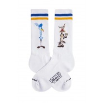 JIMMY LION ATHLETIC ROAD RUNNER VS COYOTE SOCKS UNISEX ΚΑΛΤΣΕΣ WHITE