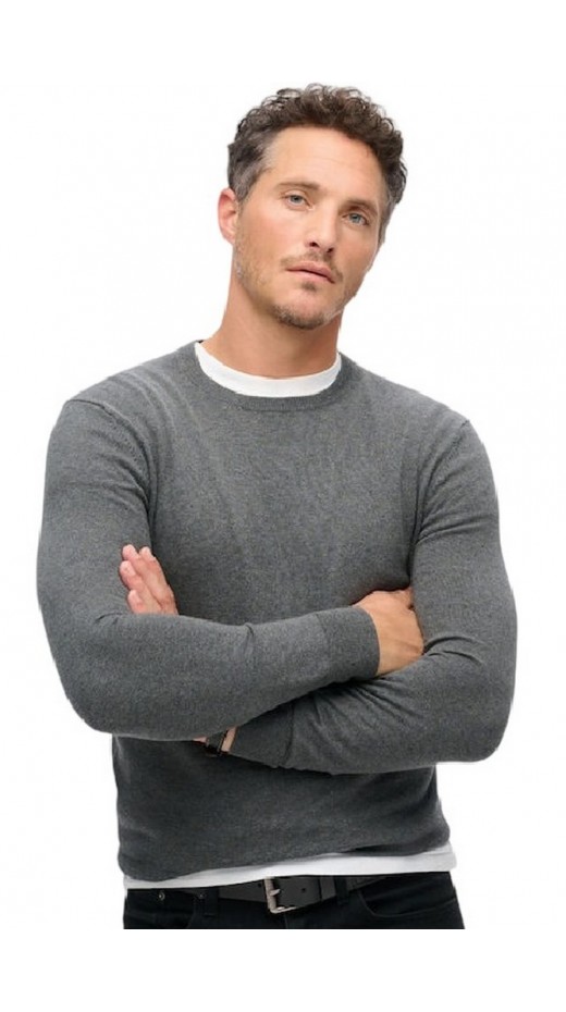 SUPERDRY D2 OVIN ESSENTIAL JUMPER ΜΠΛΟΥΖΑ ΠΛΕΚΤΗ ΑΝΔΡΙΚΗ GREY