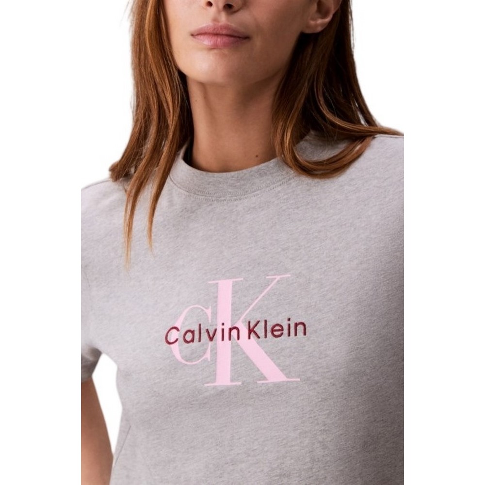 CALVIN KLEIN JEANS HR SS CLSSC MNLG CNC T-SHIRT ΜΠΛΟΥΖΑ ΓΥΝΑΙΚΕΙΑ GREY