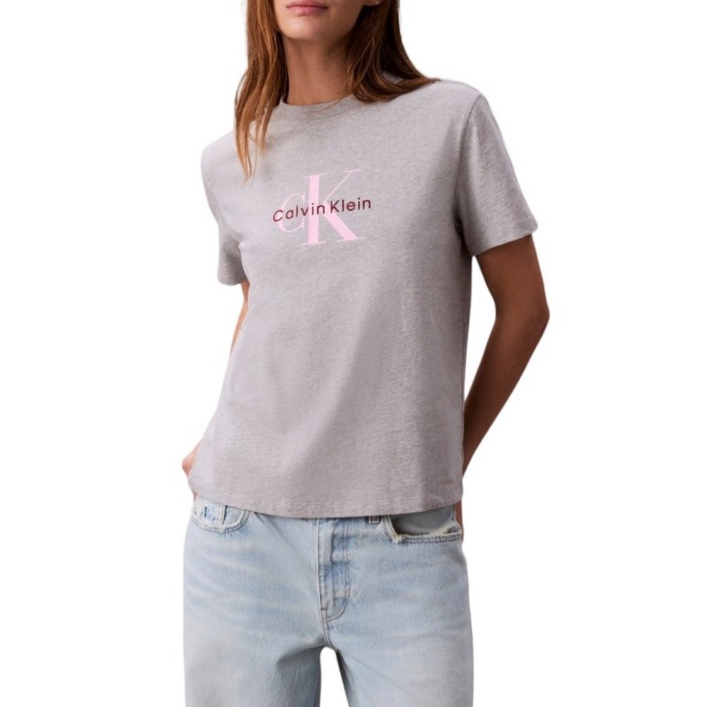 CALVIN KLEIN JEANS HR SS CLSSC MNLG CNC T-SHIRT ΜΠΛΟΥΖΑ ΓΥΝΑΙΚΕΙΑ GREY