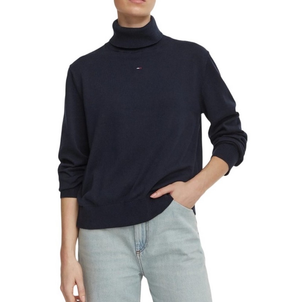 TOMMY JEANS ESSENTIAL TRTLNK SWEATER ΜΠΛΟΥΖΑ ΠΛΕΚΤΗ ΓΥΝΑΙΚΕΙΑ NAVY