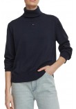 TOMMY JEANS ESSENTIAL TRTLNK SWEATER ΜΠΛΟΥΖΑ ΠΛΕΚΤΗ ΓΥΝΑΙΚΕΙΑ NAVY