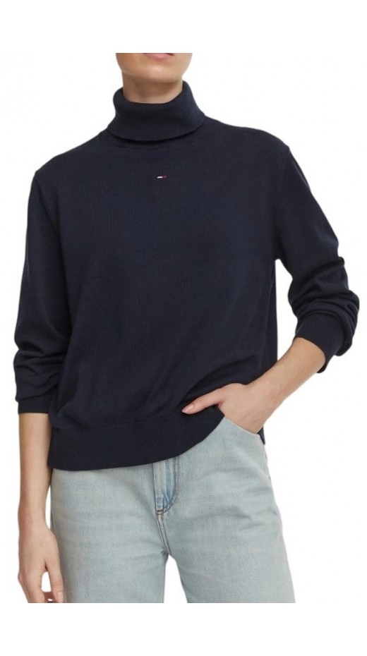 TOMMY JEANS ESSENTIAL TRTLNK SWEATER ΜΠΛΟΥΖΑ ΠΛΕΚΤΗ ΓΥΝΑΙΚΕΙΑ NAVY
