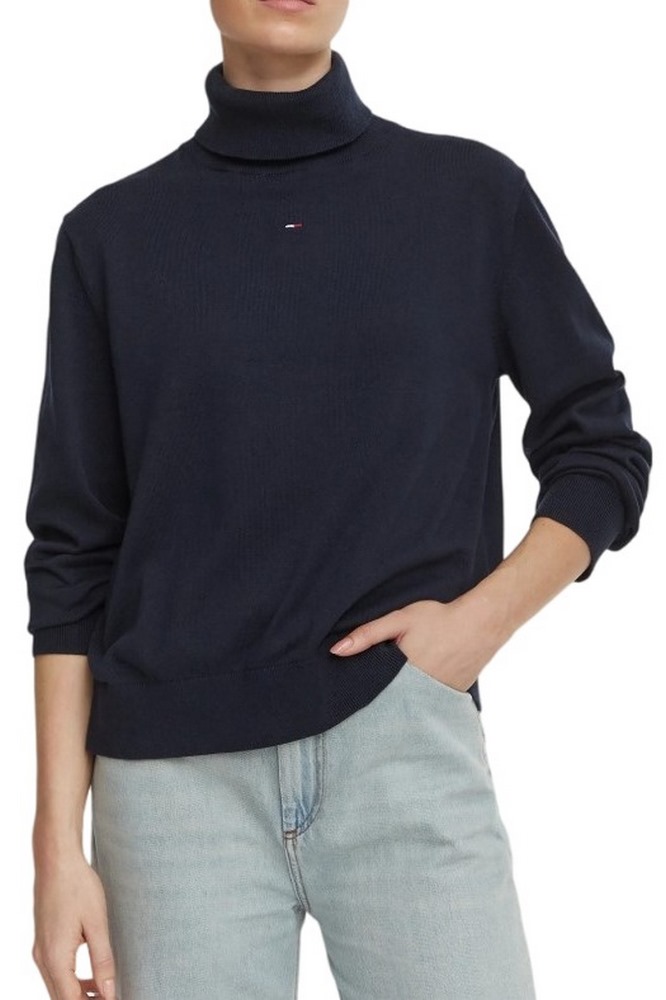 TOMMY JEANS ESSENTIAL TRTLNK SWEATER ΜΠΛΟΥΖΑ ΠΛΕΚΤΗ ΓΥΝΑΙΚΕΙΑ NAVY