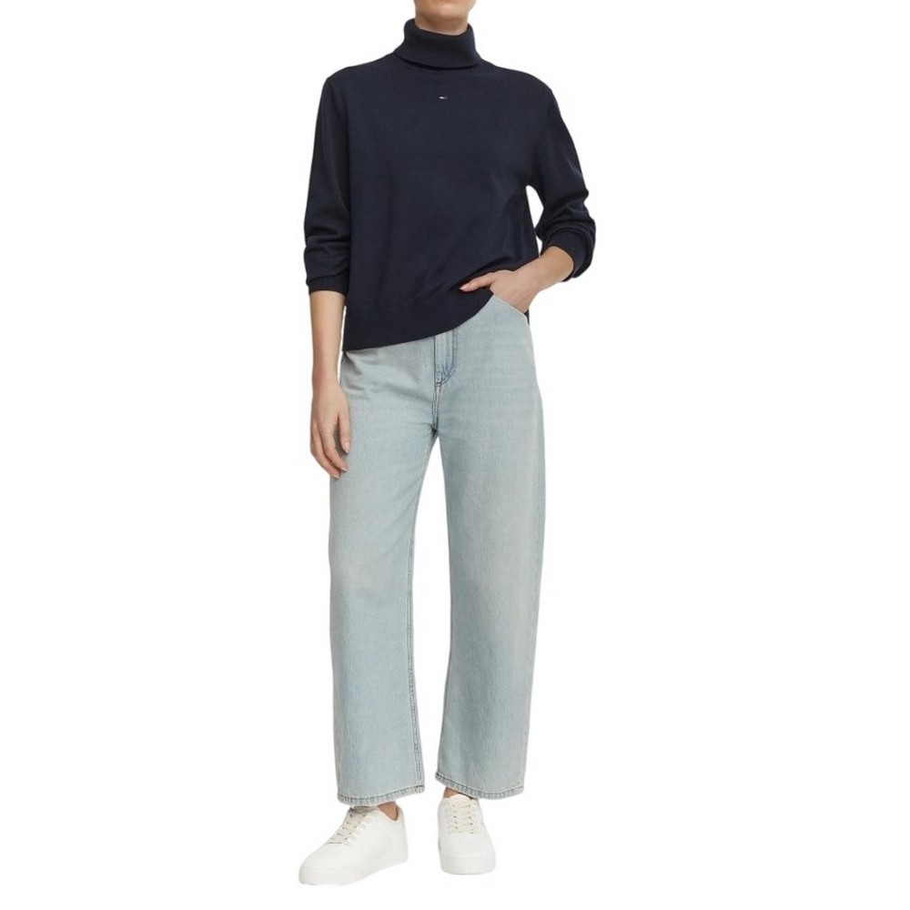 TOMMY JEANS ESSENTIAL TRTLNK SWEATER ΜΠΛΟΥΖΑ ΠΛΕΚΤΗ ΓΥΝΑΙΚΕΙΑ NAVY