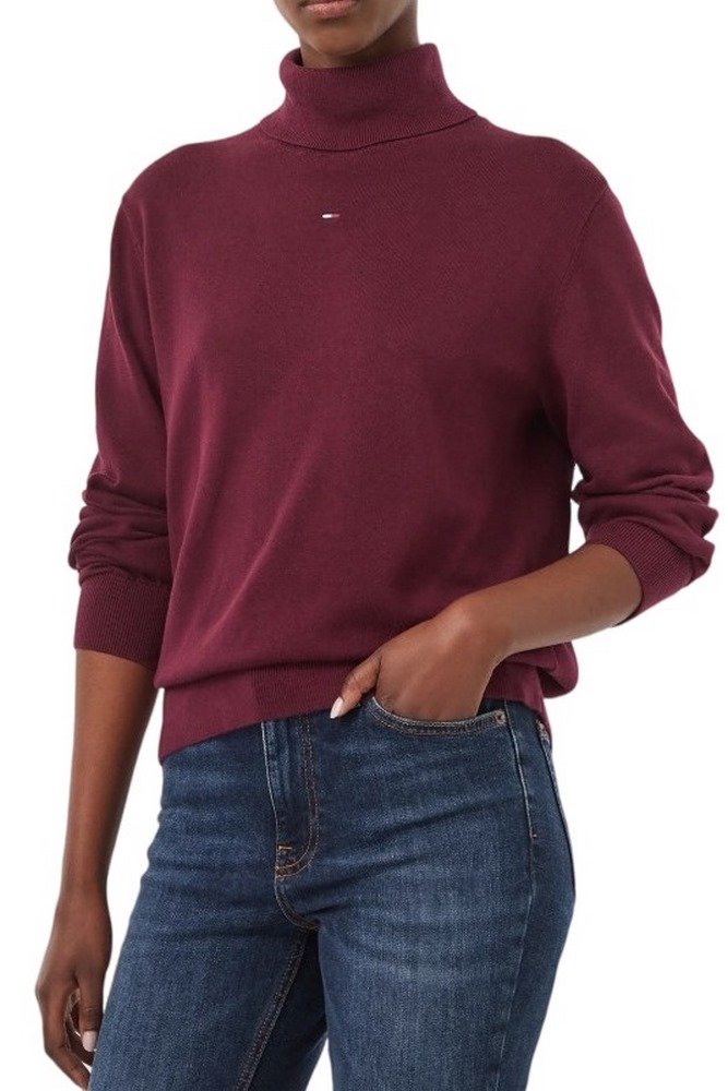 TOMMY JEANS ESSENTIAL TRTLNK SWEATER ΜΠΛΟΥΖΑ ΠΛΕΚΤΗ ΓΥΝΑΙΚΕΙΑ BERRY