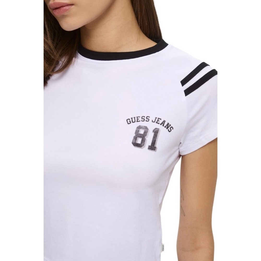 GUESS JEANS SS BABY FIT RAGLAN 81 TEE ΜΠΛΟΥΖΑ ΓΥΝΑΙΚΕΙΑ WHITE
