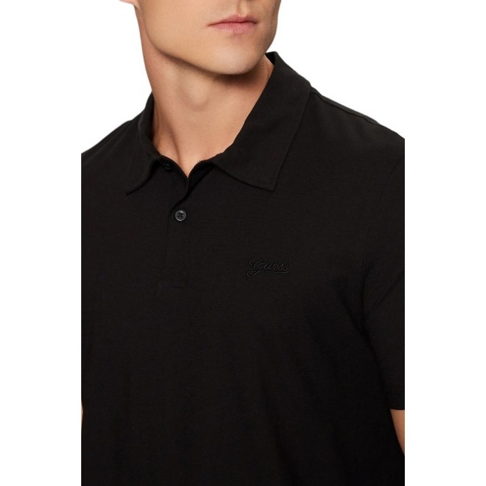 GUESS SMALL GUESS SCRIPT SS POLO T-SHIRT ΜΠΛΟΥΖΑ ΑΝΔΡΙΚΗ BLACK