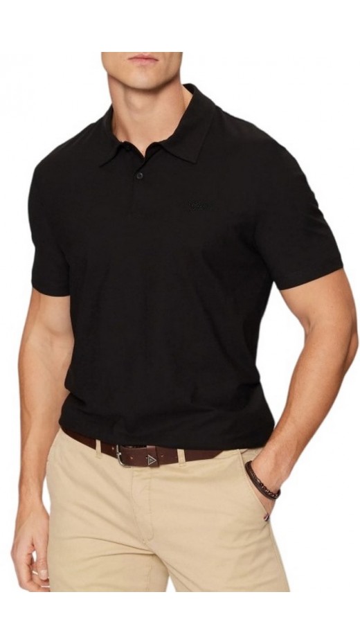 GUESS SMALL GUESS SCRIPT SS POLO T-SHIRT ΜΠΛΟΥΖΑ ΑΝΔΡΙΚΗ BLACK