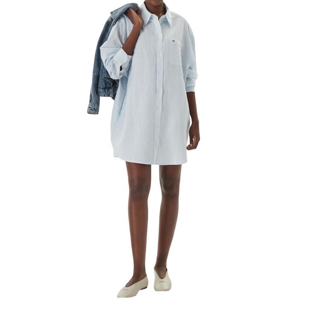 TOMMY JEANS LINEN SHIRT DRESS EXT ΠΟΥΚΑΜΙΣΟ ΓΥΝΑΙΚΕΙΟ CIEL