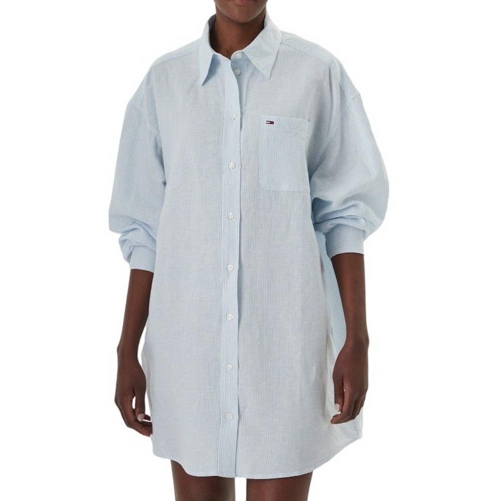 TOMMY JEANS LINEN SHIRT DRESS EXT ΠΟΥΚΑΜΙΣΟ ΓΥΝΑΙΚΕΙΟ CIEL