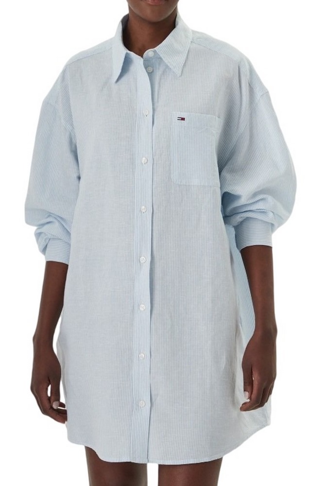 TOMMY JEANS LINEN SHIRT DRESS EXT ΠΟΥΚΑΜΙΣΟ ΓΥΝΑΙΚΕΙΟ CIEL