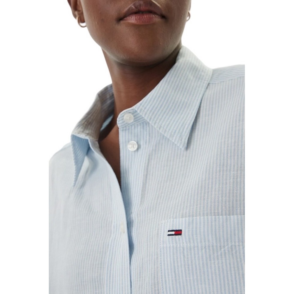 TOMMY JEANS LINEN SHIRT DRESS EXT ΠΟΥΚΑΜΙΣΟ ΓΥΝΑΙΚΕΙΟ CIEL